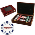 200 Foil Stamped poker chips in glossy wooden case - Dice design